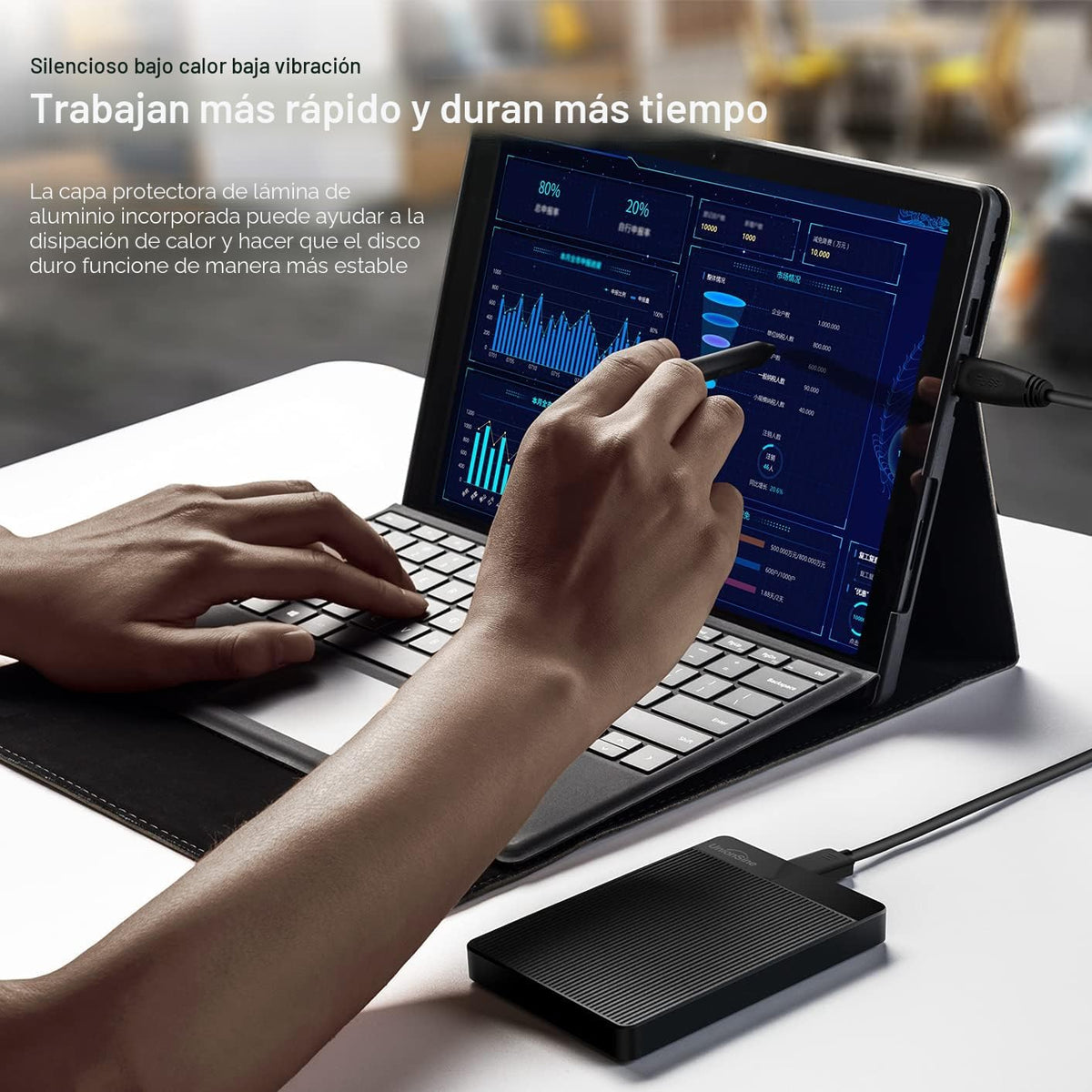 UnionSine - Disco duro externo portátil ultradelgado de 1 TB, HDD,...