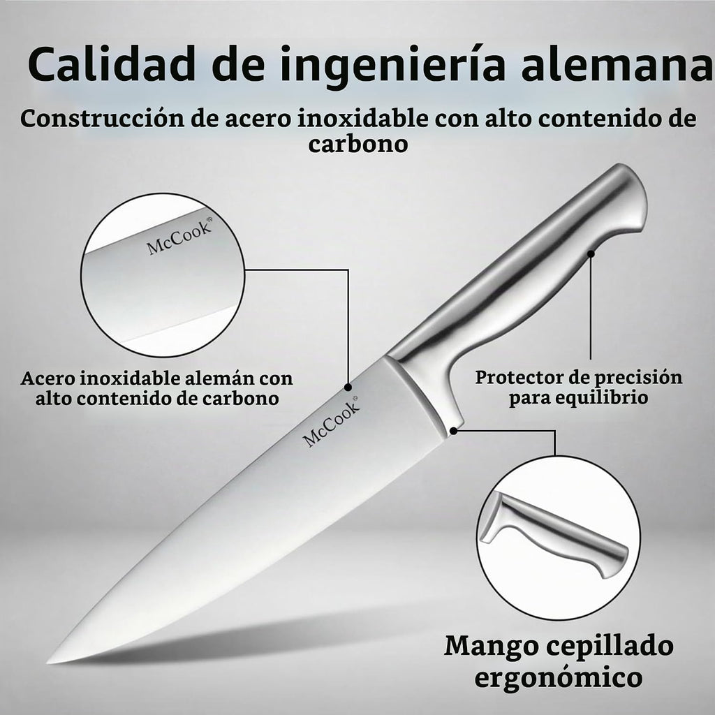 McCook Juego de cuchillos de cocina afilados con afilador incorporado