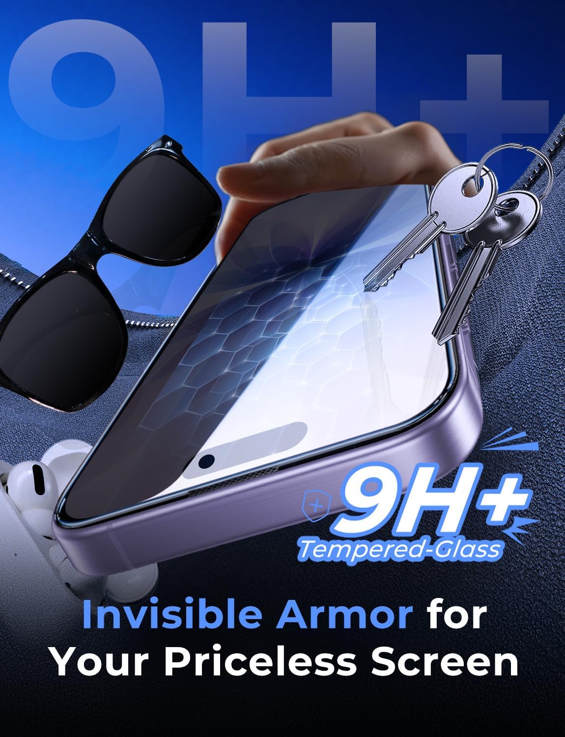 MAGIC JOHN Protector de pantalla de privacidad para iPhone 17, fácil