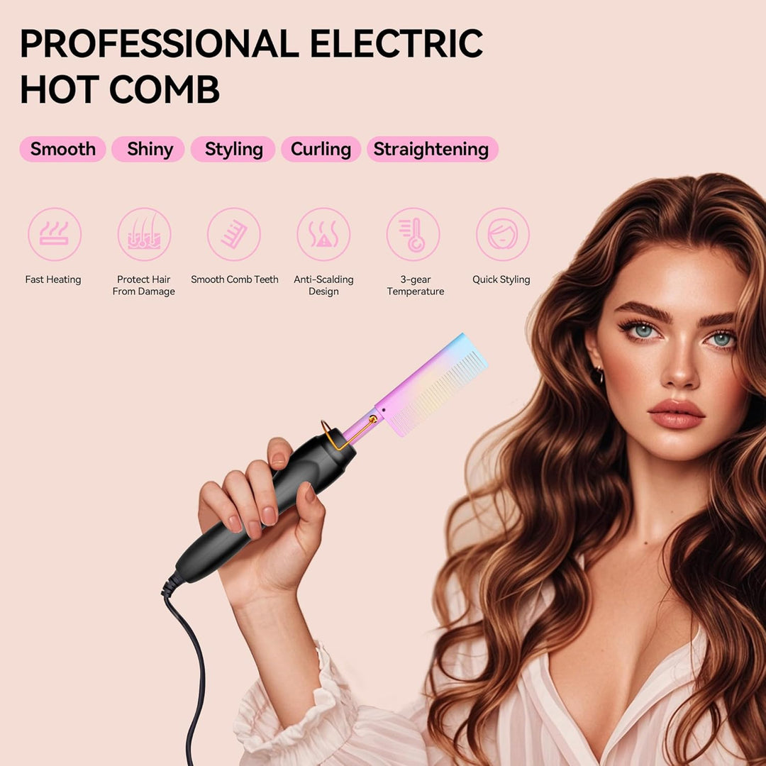 Peine caliente eléctrico Homfu Alisador de pelo Prensado en calient...