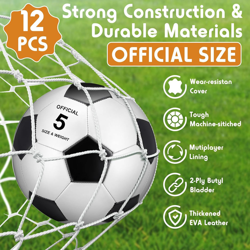 12 pelotas de fútbol desinfladas de Navidad, tamaño 5/4 a granel con bolsa de cordón para fútbol oficial, deporte, cristiano, donación, regalo de Navidad