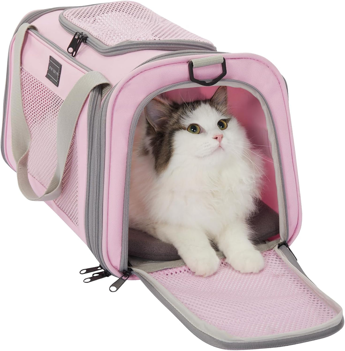 Petsfit Transportador Cat Aprobado por aerolínea, 17.5 × 10.5 × 10.5 pulgadas, rosa