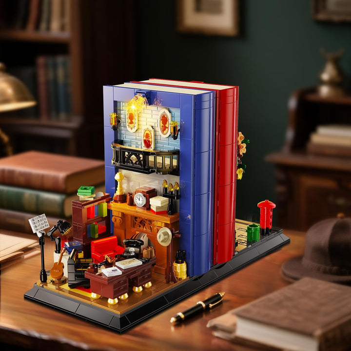 Juego de construcción de sujetalibros de detective con