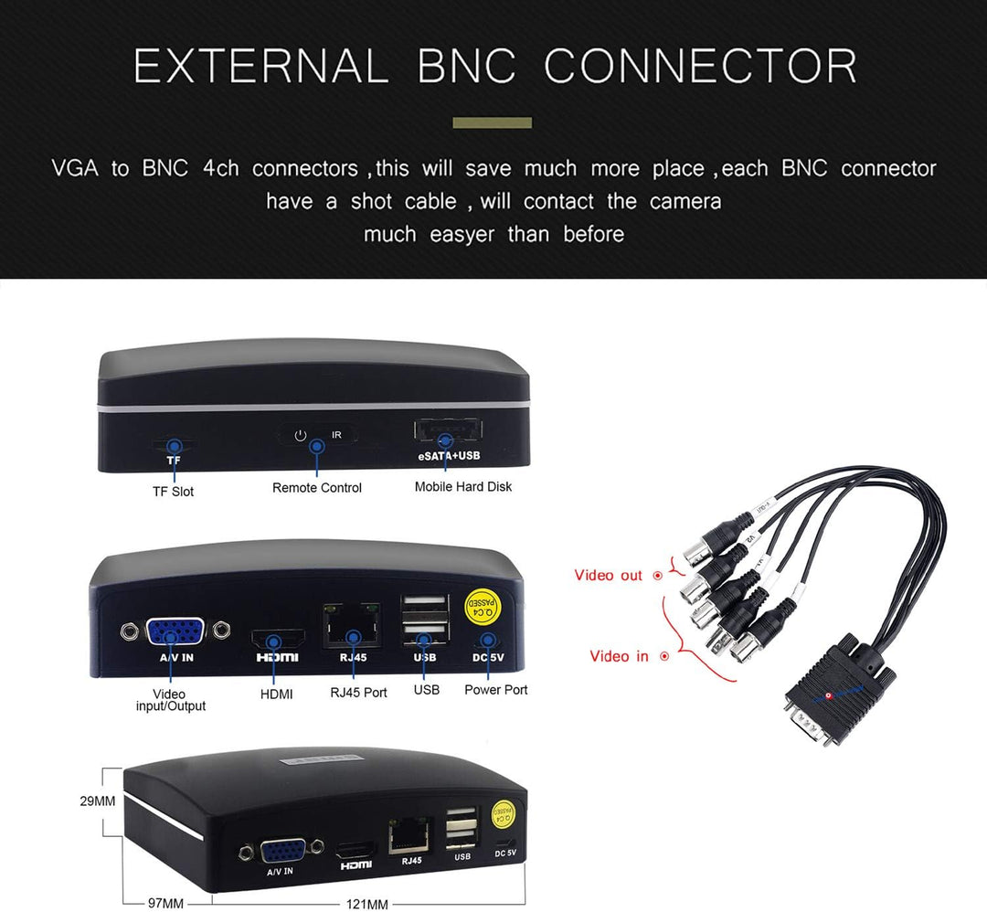 Eversecu Mini grabadora de video CCTV de 4 canales, soporte híbrido...