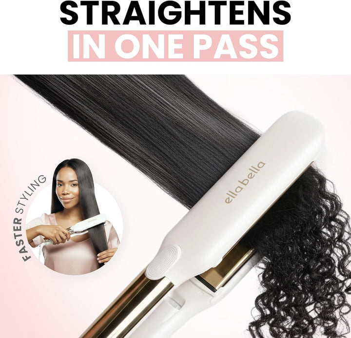 ELLA BELLA® Plancha plana de titanio para alisar el cabello (con in...