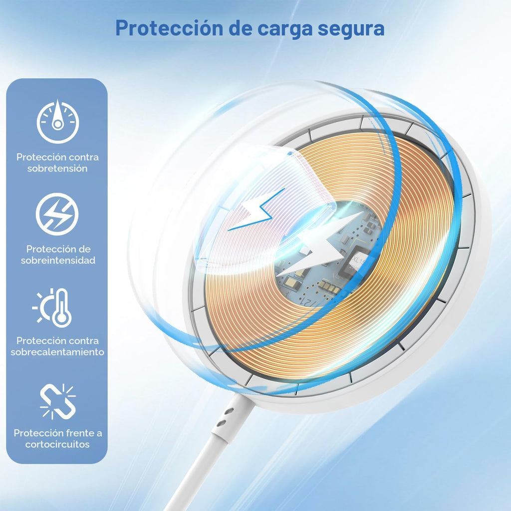 [Certificado MFi de Apple] Cargador magnético inalámbrico para iPhone, cargador Magsafe, almohadilla de carga rápida de teléfono de 6 pies y 15 W, carga magnética inalámbrica para iPhone 17/17Air/16 Pro Max/16 Plus/15 Pro Max/14/13/12/AirPods3/2/Pro