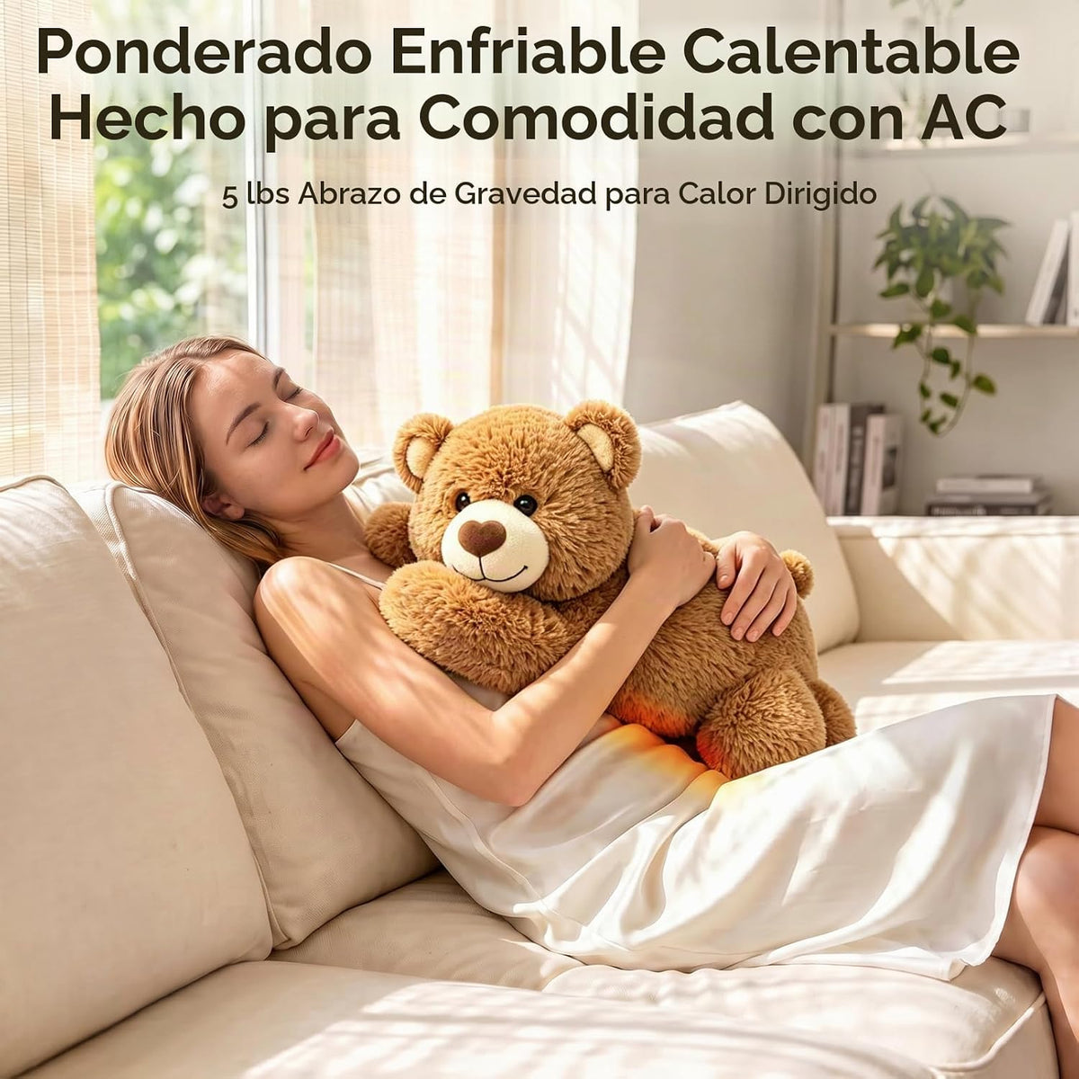 Mewaii Peluche de oso de peluche con peso, calentable, refrigerable, 2-5