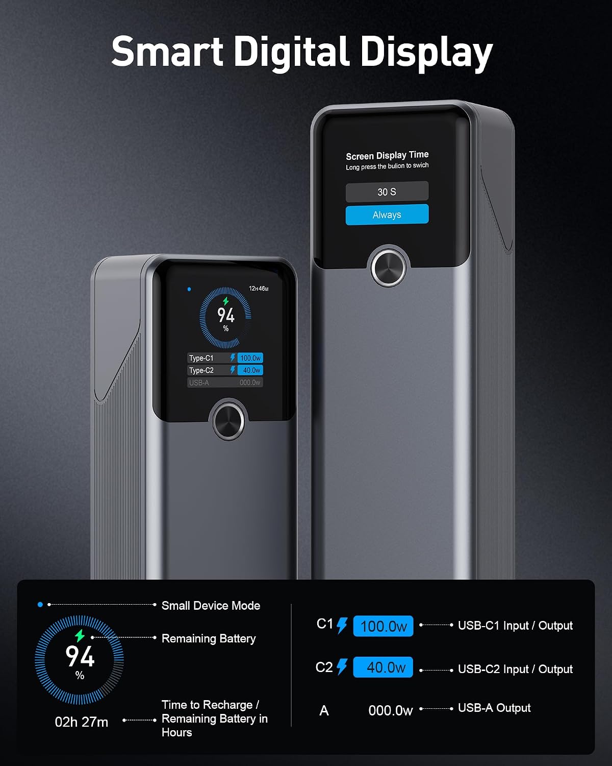 SIXTHGU Power Bank, cargador portátil de 3 puertos para portátil de...