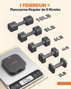 FEIERDUN DB3 - Juego de mancuernas ajustables 5 en 1, 6 libras/10 libras, pesas ajustables para mujeres en casa, pesas de mano estables de doble bloqueo con mango suave de TPU, gimnasio en casa