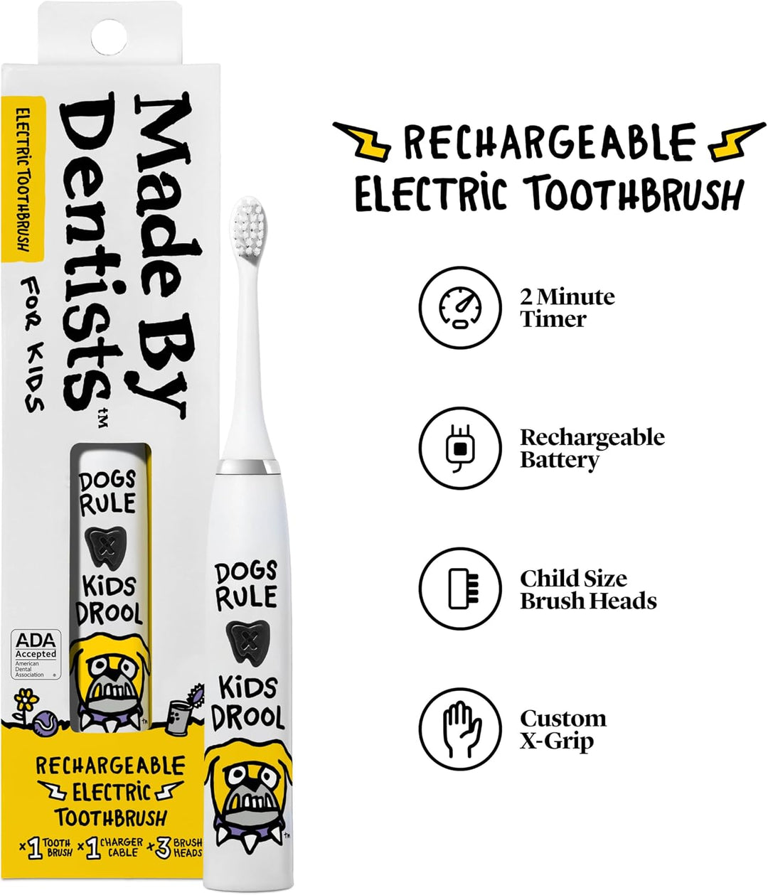 Made by Dentists Cepillo de dientes eléctrico para niños, cepillo d...