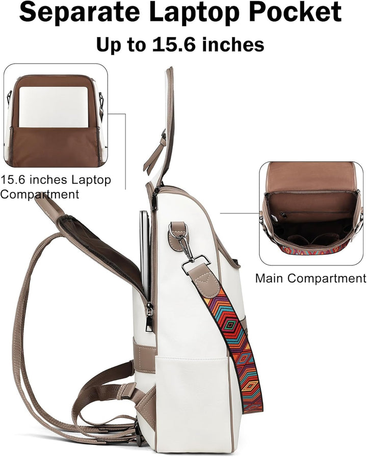 FADEON Mochila para computadora portátil para mujer, mochila de via...