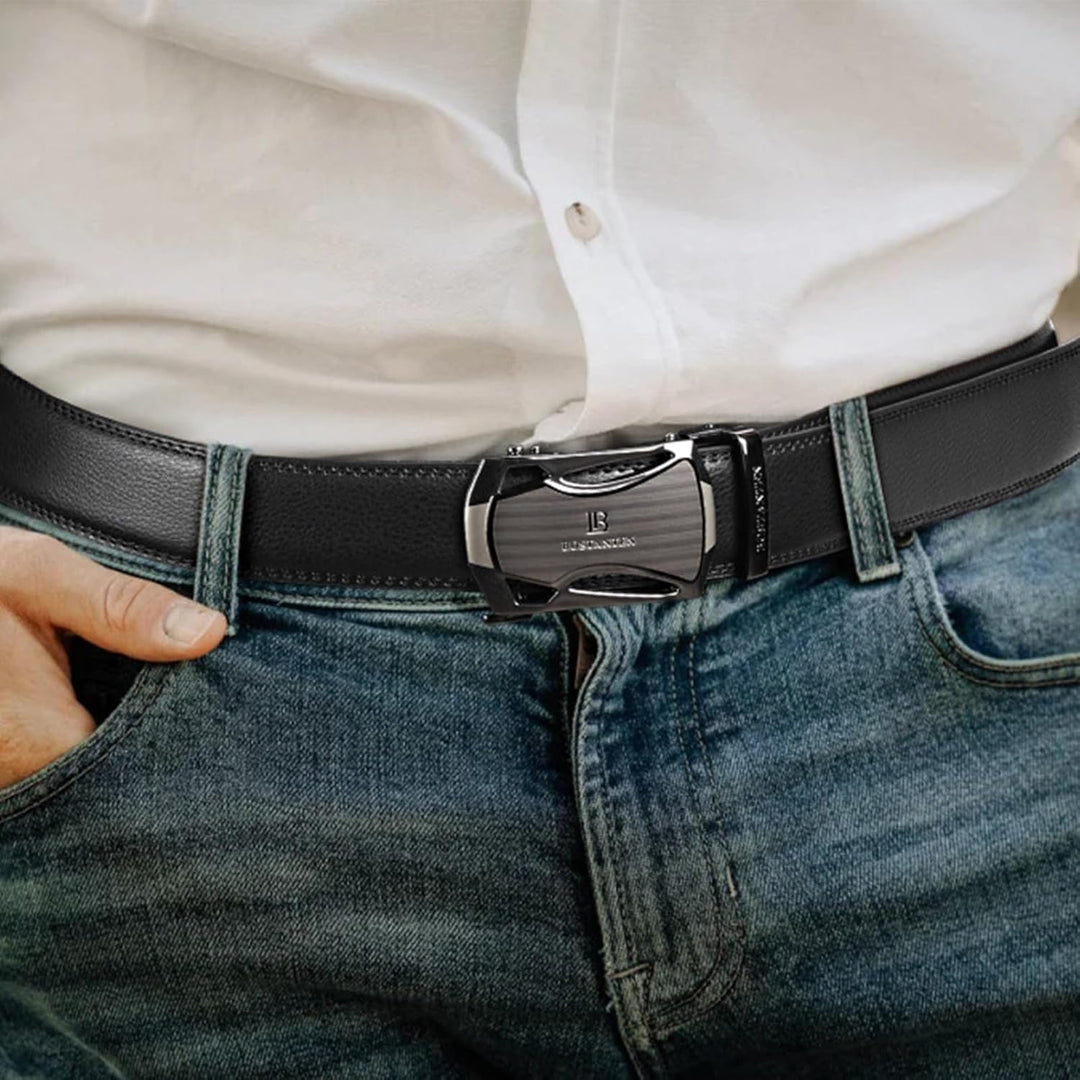 BOSTANTEN - Juego de 2 cinturones de trinquete de cuero para hombre...