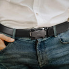 BOSTANTEN - Juego de 2 cinturones de trinquete de cuero para hombre...
