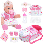 DONTNO Muñeca de bebé de 12 pulgadas con cama de moisés