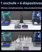 TOPADRE Cargador USB C de 240 W con pantalla, estación de carga de 6