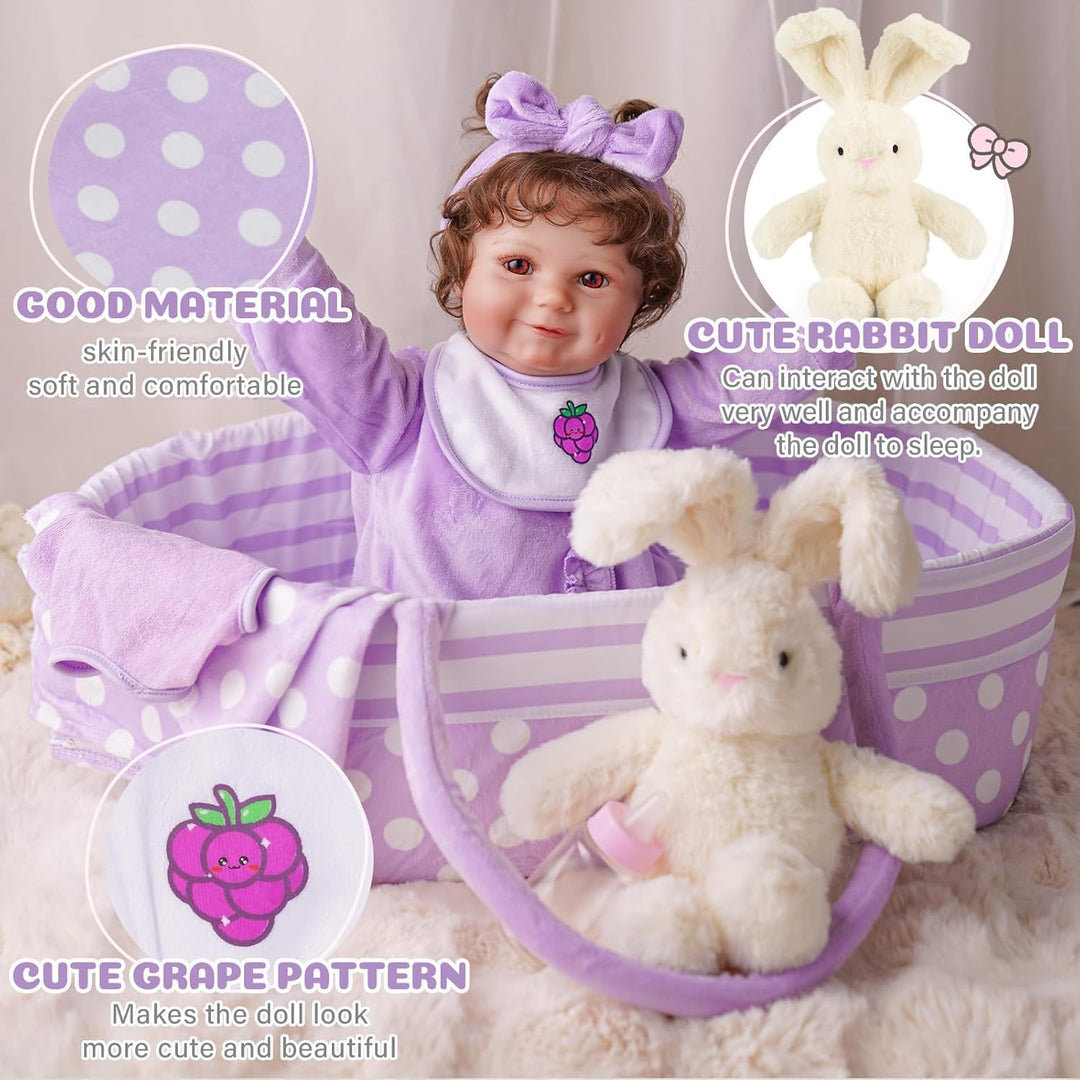 BABESIDE 8 piezas de ropa de muñeca Reborn con moisés para muñecas...