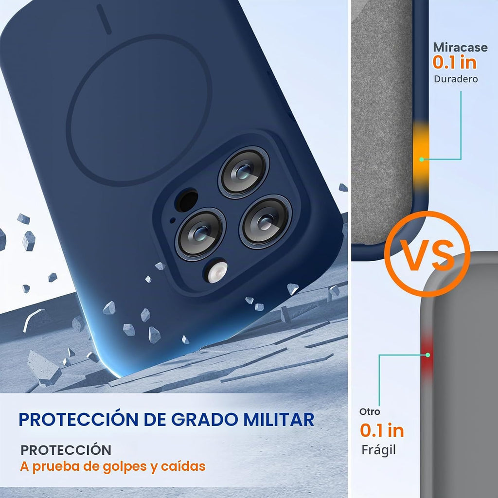 Miracase Funda de silicona y magnética para iPhone 15 Pro, azul oscuro