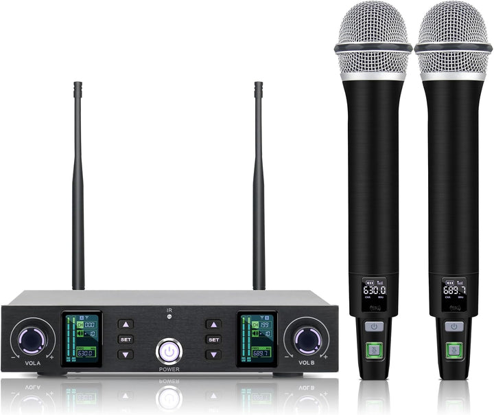 Kelghua Dual UHF Sistema de micrófono inalámbrico portátil de metal...