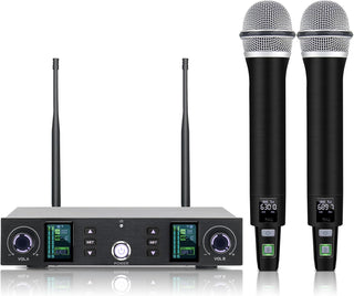 Kelghua Dual UHF Sistema de micrófono inalámbrico portátil de metal...