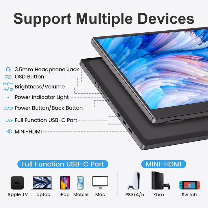 UFYQL Monitor portátil de 15.6 pulgadas FHD 1080P Monitor externo d...