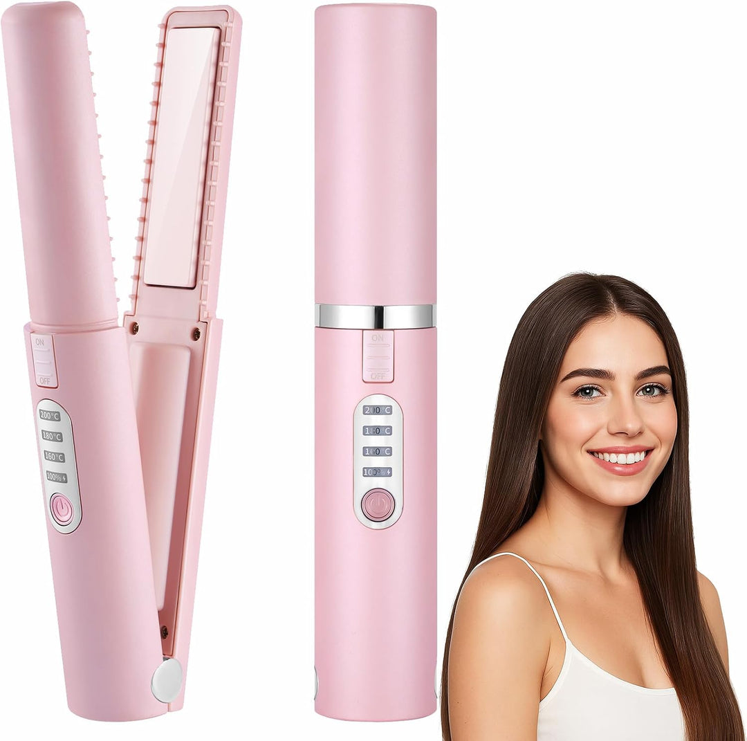 Cordless Mini Hair Straightener, USB-C Rechargeable Travel Flat Iro...