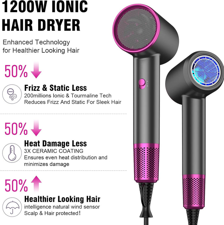 Secador de Cabello de Secado Rápido de 1200W Secador Iónico Profesi...
