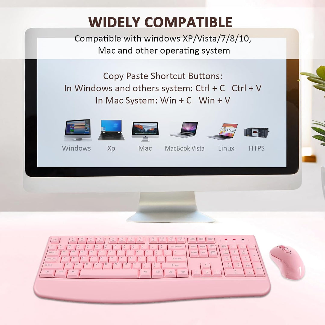 Combo de teclado y ratón inalámbricos de tamaño completo 2.4 GHz co...