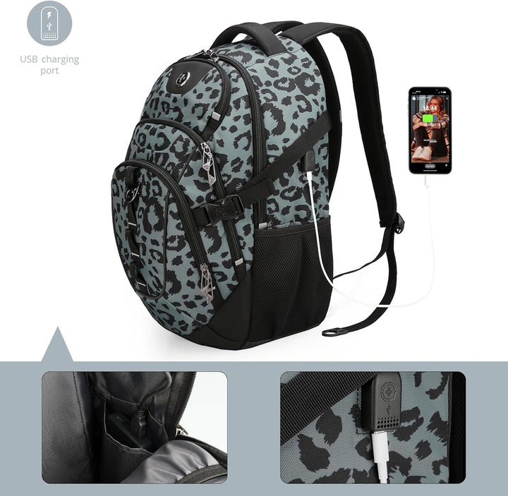 Swissdigital Mochila para laptop con puerto de carga USB, mochila d...