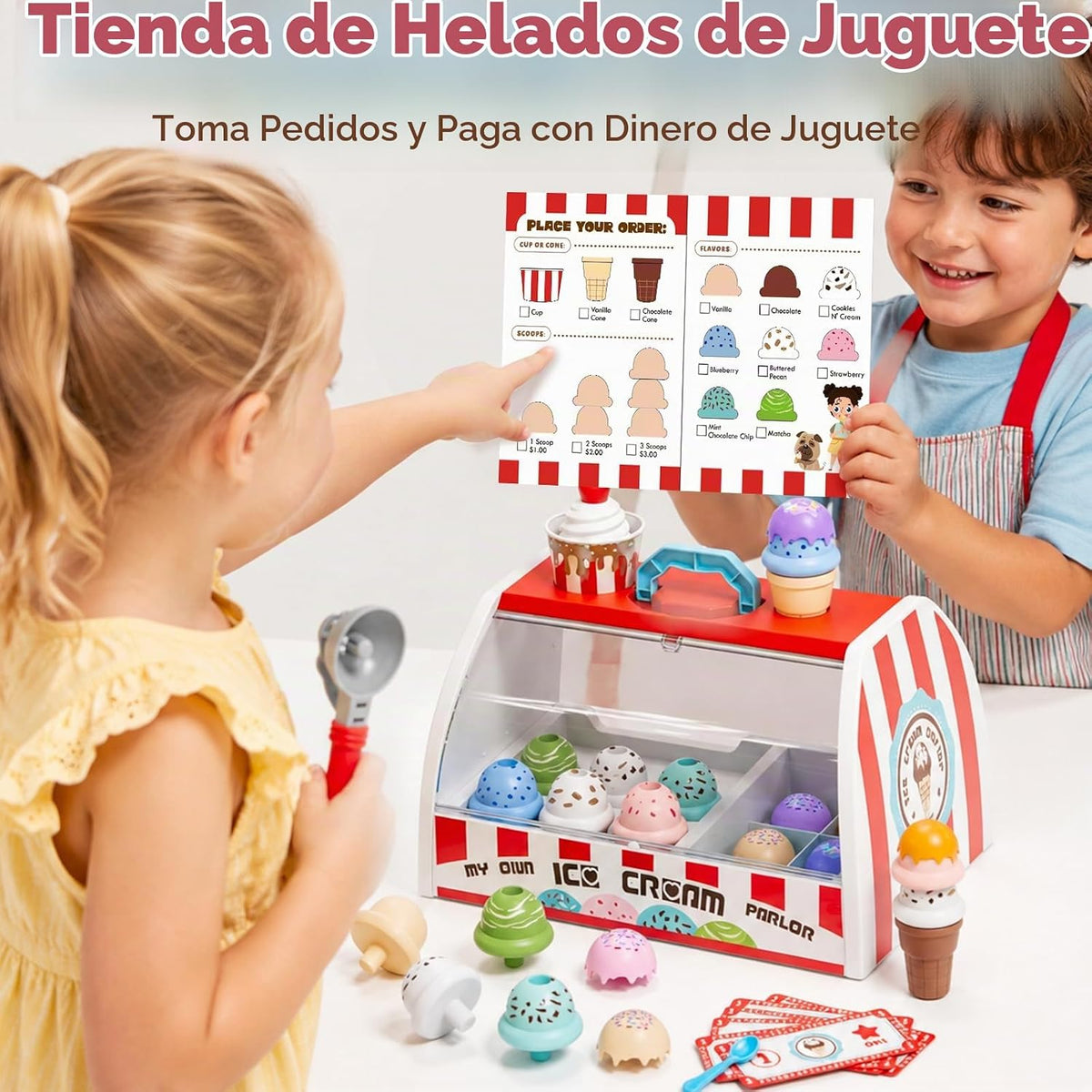 Lehoo Castle - Juguetes de helado para niños pequeños de 3 a 5 años, juguetes para niñas de 3 años en adelante, juego de helado para niños de 2 a 4 años, juego de tienda de helados, regalo para niños