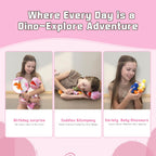 Muiteiur Animales de peluche de dinosaurio rosa, dinosaurio suave de 19.6 pulgadas con 5 lindos bebés T-Rex con cremallera en la barriga, set de regalo de dinosaurio para niños niña y niño