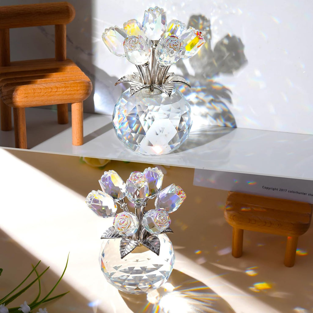 Crystal AB-Color Rose Bouquet Flor, Figura de flor de cristal
