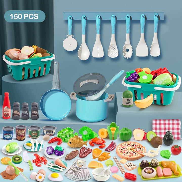 Juego de cocina de 150 piezas, accesorios de cocina para niños pequ...