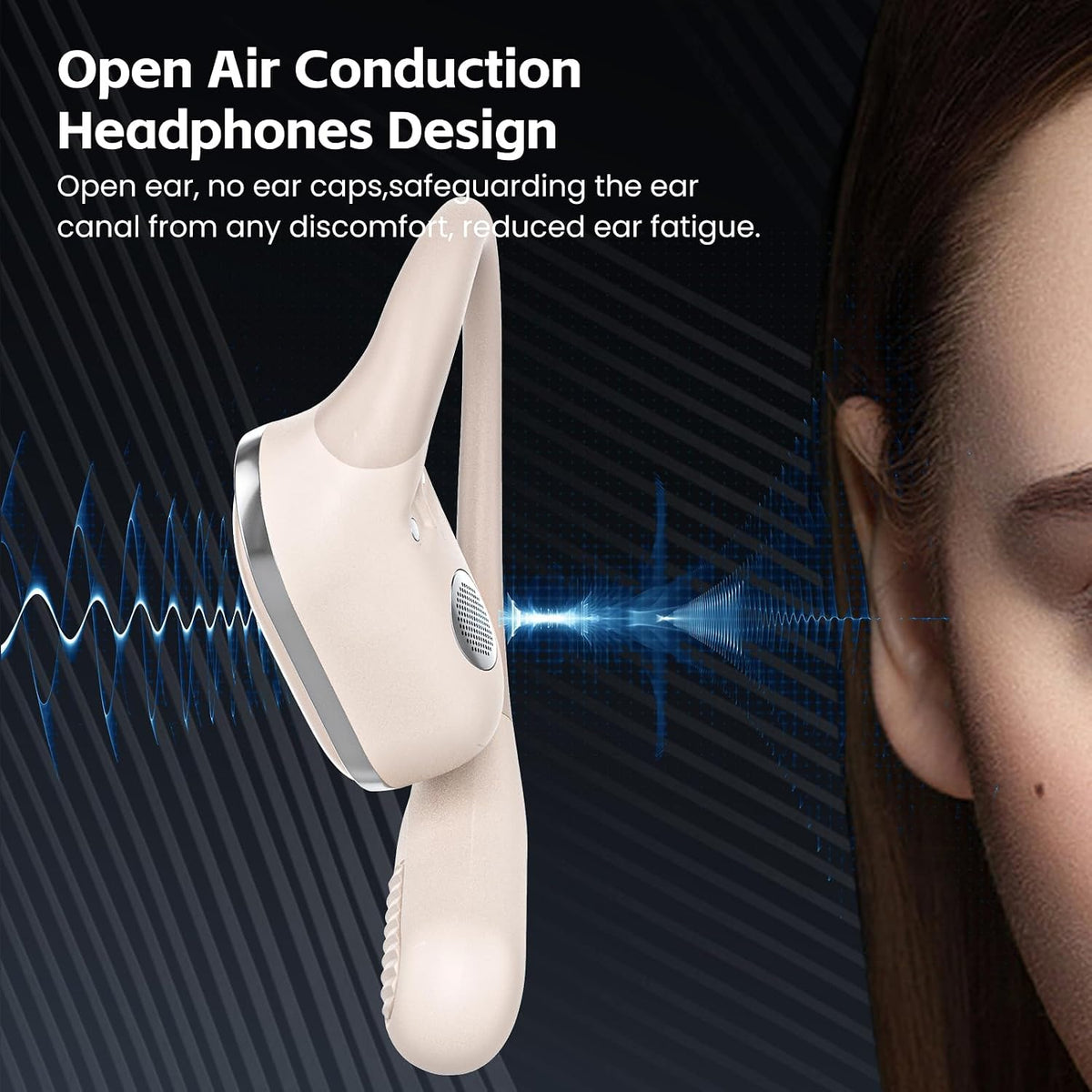 TRAUSI Auriculares inalámbricos de oído abierto, micrófono con cancelación de ruido, auriculares deportivos con IPX7 impermeable y gancho para la oreja Beiyonga