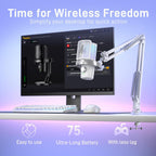 MAONO DM40 Pro Micrófono inalámbrico para PC, PS4, PS5, laptop, reducción de ruido AI, cambiador de voz AI, micrófono de condensador RGB para juegos, podcasts de transmisión, Twitch, YouTube, Discord