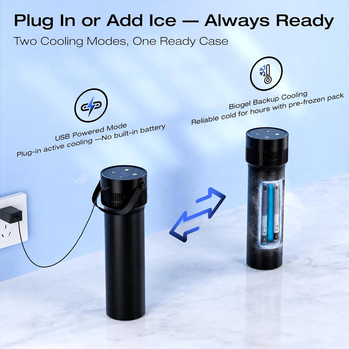 Maletín de viaje eléctrico con enfriador de insulina, refrigeración
