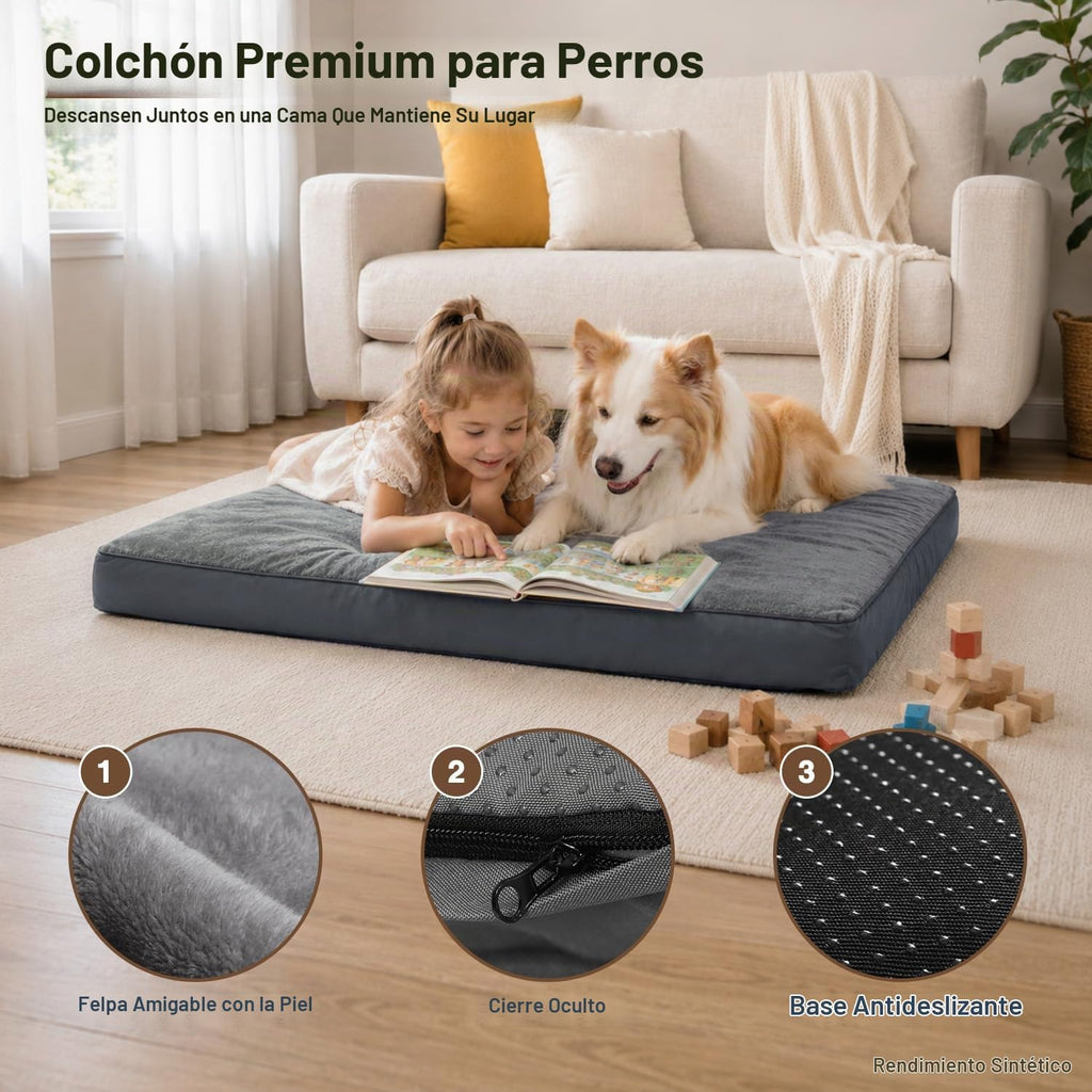 Cama para perros NUPIDA. Cama para perros impermeable de lujo con funda extraíble y lavable de felpa. Colchón antideslizante para dormir para mascotas para perros grandes, medianos, jumbo, pequeños