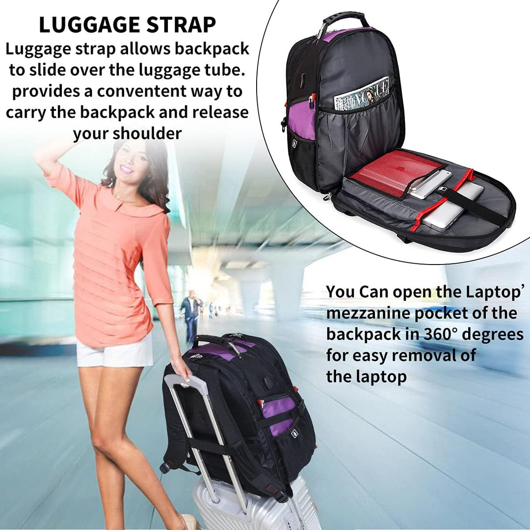SHRRADOO Mochila de viaje extragrande para laptop de 50 litros con...