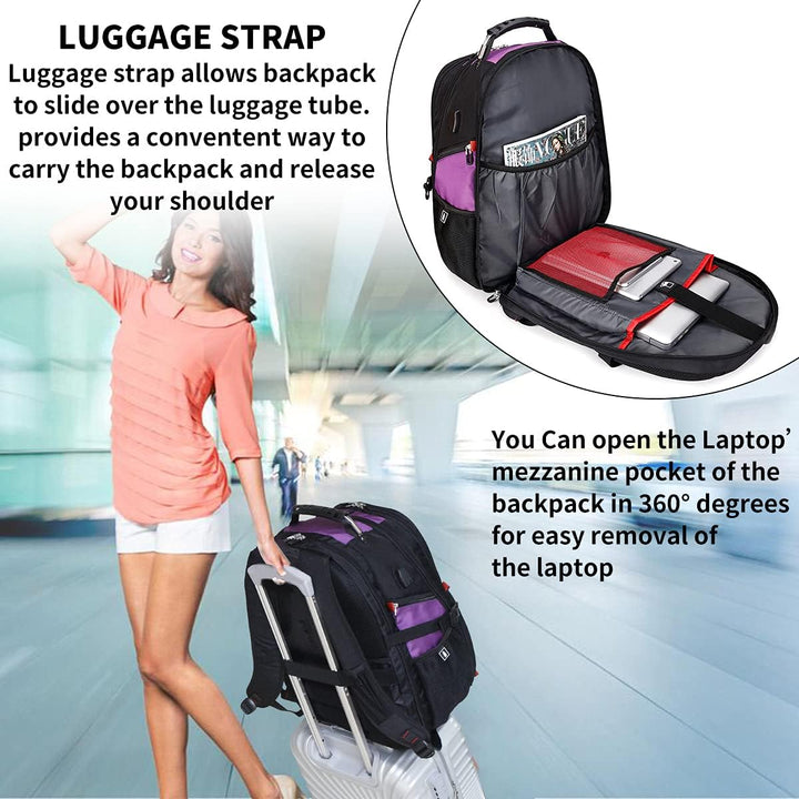 SHRRADOO Mochila de viaje extragrande para laptop de 50 litros con...
