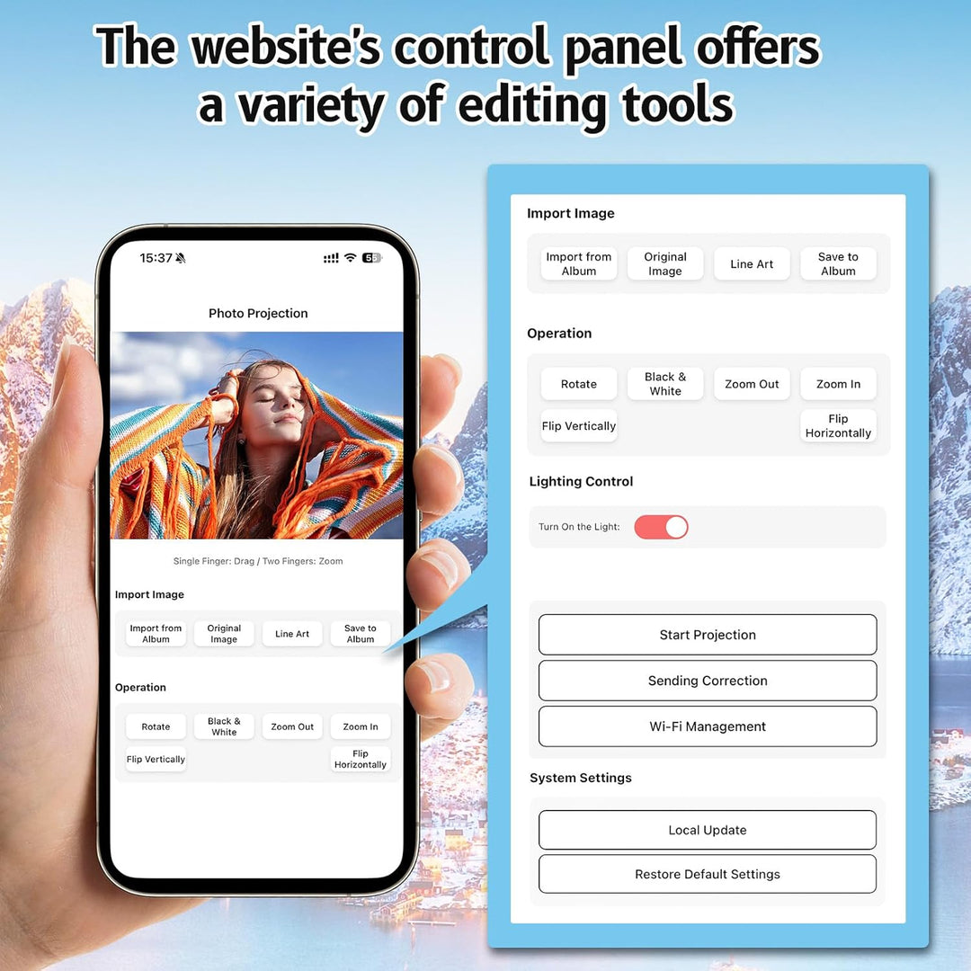 Proyector de arte para trazar y dibujar - WiFi 5G y control web sin...