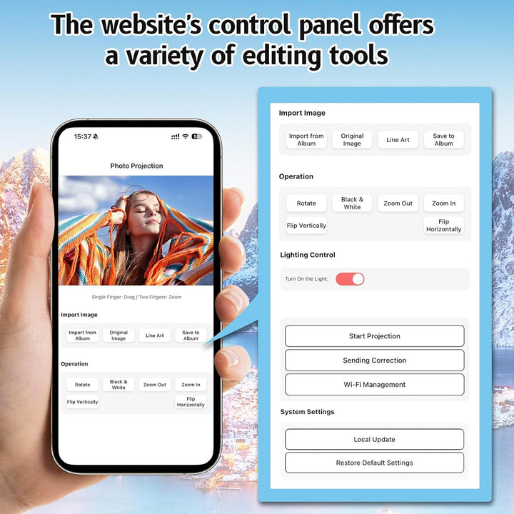 Proyector de arte para trazar y dibujar - WiFi 5G y control web sin...