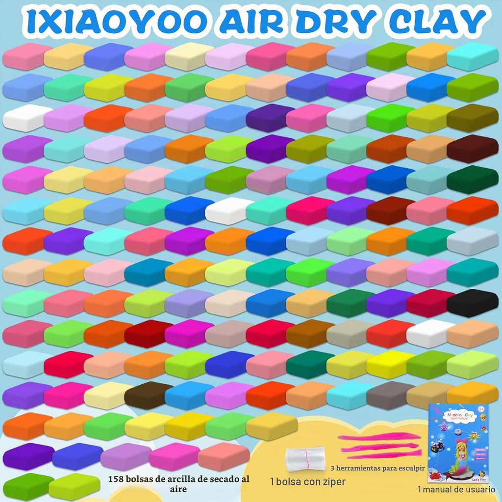 Air Dry Clay, 158 Colors Foam Modeling Clay para School Projects