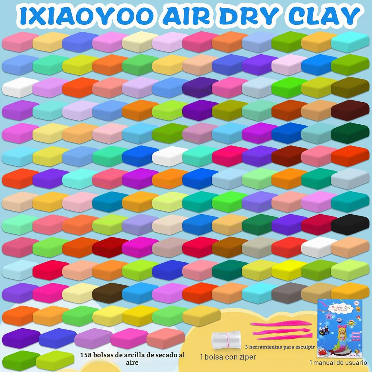 Air Dry Clay, 158 Colors Foam Modeling Clay para School Projects