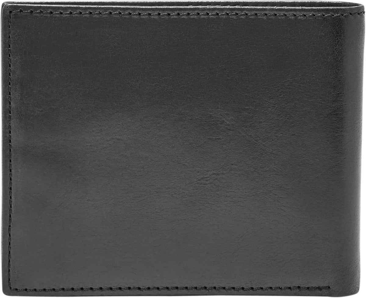 Fossil Ryan - Cartera de piel para hombre, con bloqueo RFID, plegable, con identificación abatible, color negro