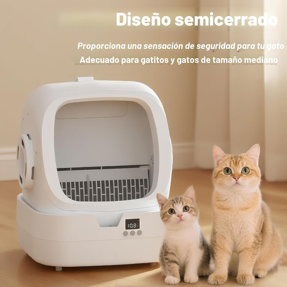 Mintakawa Caja de arena automática para gatos, control por aplicación y control de peso, ultra silenciosa, adecuada para gatos medianos y gatitos, caja de arena segura antipellizcos (requiere montaje)