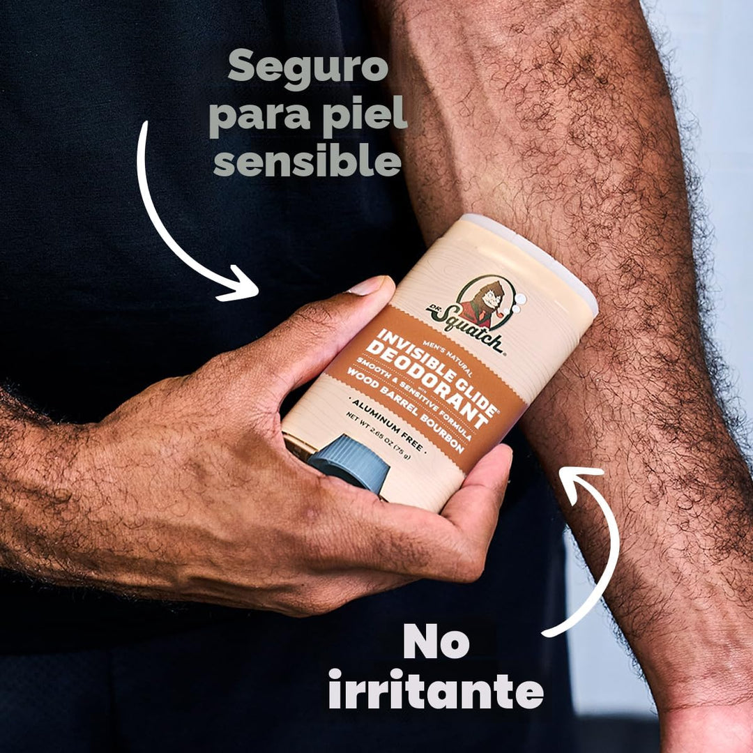 Dr. Squatch Invisible Glide Natural Desodorante para hombre, desliz...
