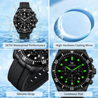 OLEVS Relojes para hombres con correa negra, Reloj cronógrafo profesional para hombres