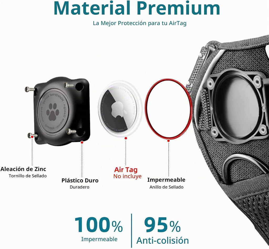 Arnés para perro con soporte AirTag 100% impermeable, chaleco para perro