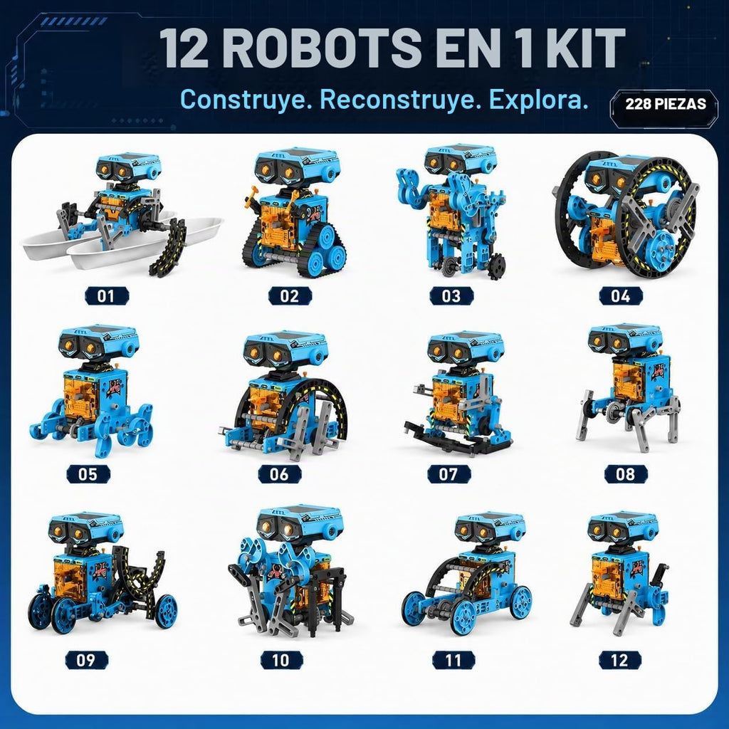 Kit de robot solar 12 en 1 STEM Science Building Kit de juguete robótico