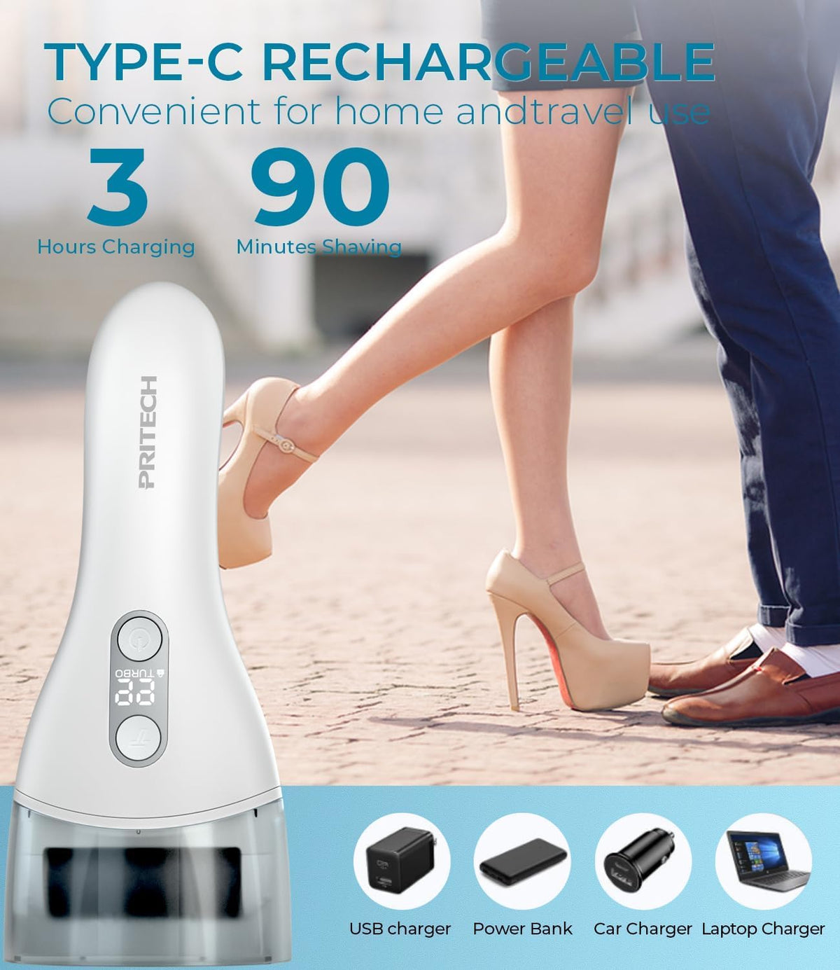 PRITECH - Removedor eléctrico de callos para pies, kit de herramientas de pedicura electrónica recargable para eliminación de callos, limpiador eléctrico impermeable para pies con 3 rodillos de