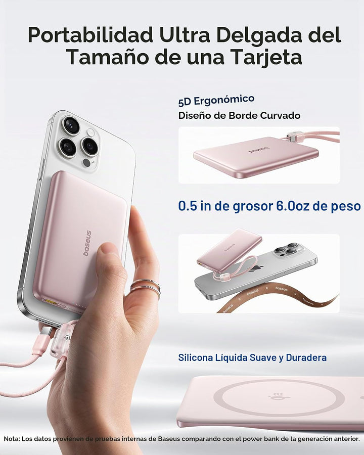 Baseus Picogo Qi2 - Cargador portátil Magsafe de 15 W, cargador por...